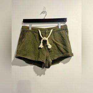 Harlow Olive Green Cotton Shorts